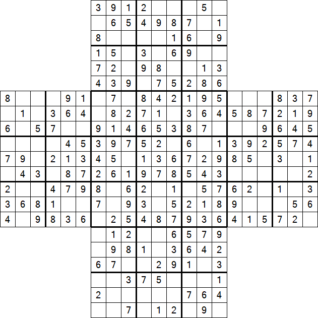Cross Sudoku - Easy