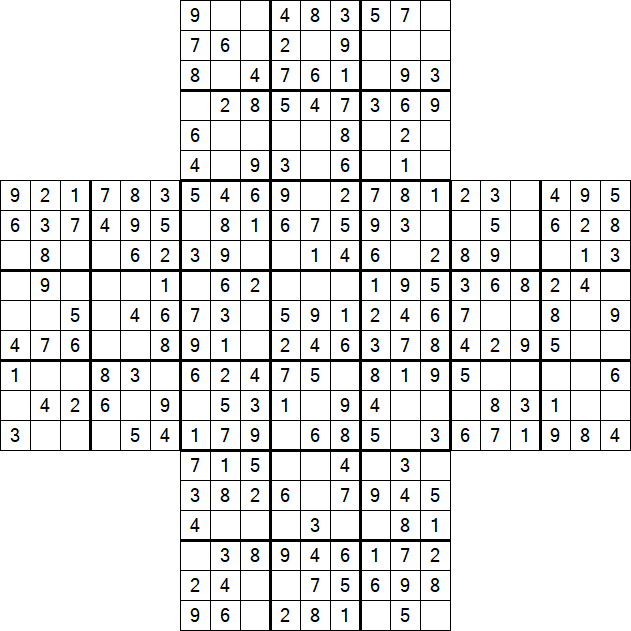 Cross Sudoku - Easy