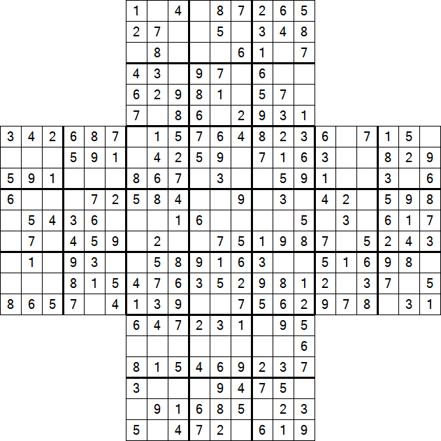 Cross Sudoku - Easy