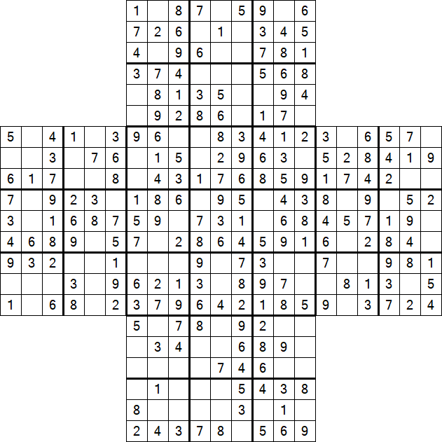 Cross Sudoku - Easy