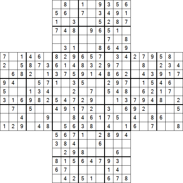 Cross Sudoku - Easy