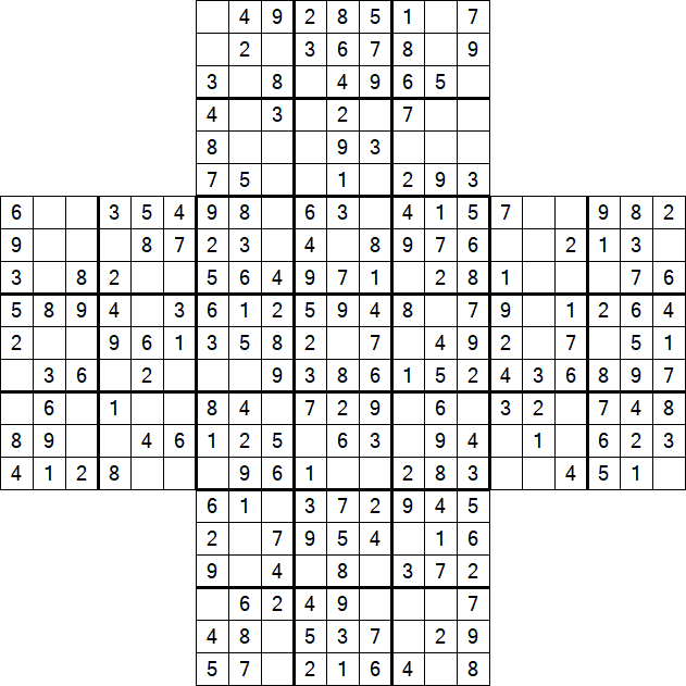 Cross Sudoku - Easy