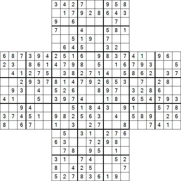 Cross Sudoku - Easy