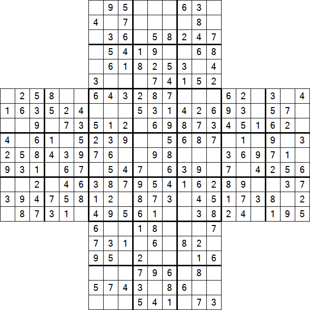 Cross Sudoku - Easy
