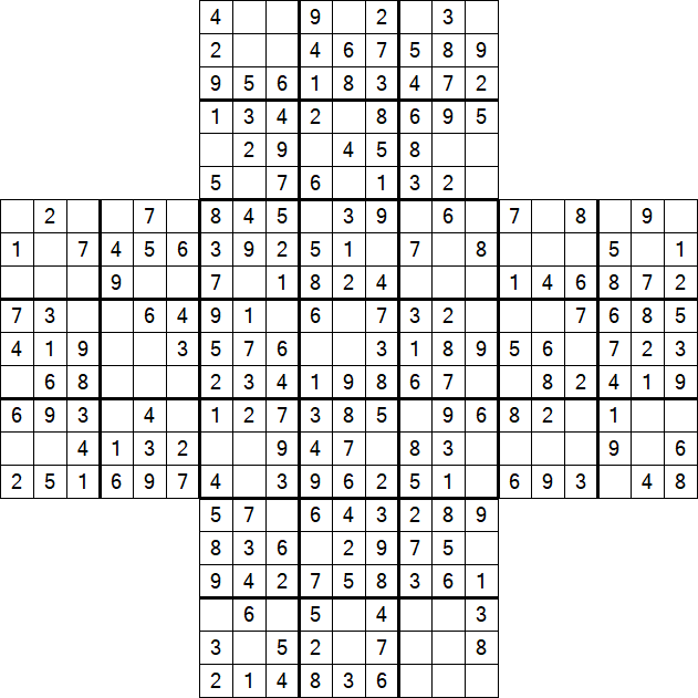 Cross Sudoku - Easy