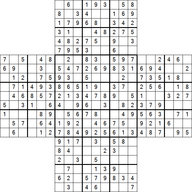 Cross Sudoku - Easy