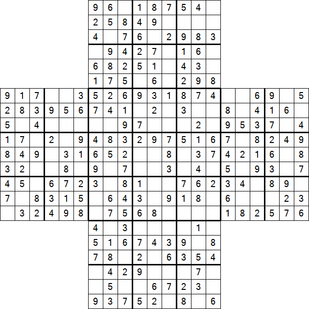 Cross Sudoku - Easy