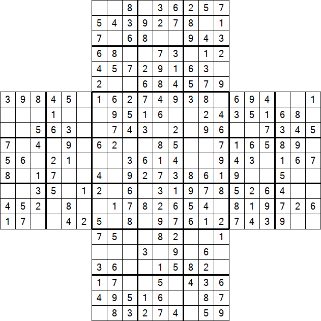 Cross Sudoku - Easy