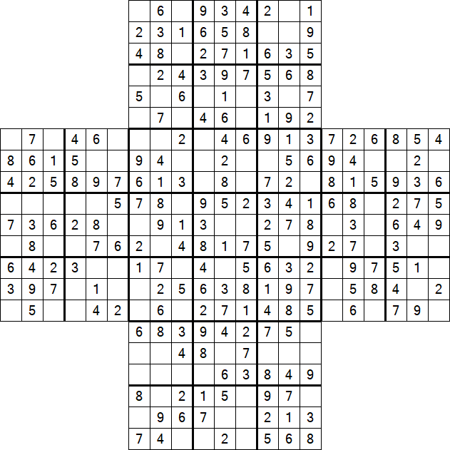 Cross Sudoku - Easy