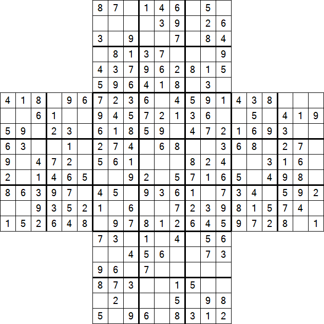 Cross Sudoku - Easy