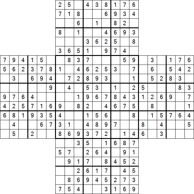 Cross Sudoku - Easy