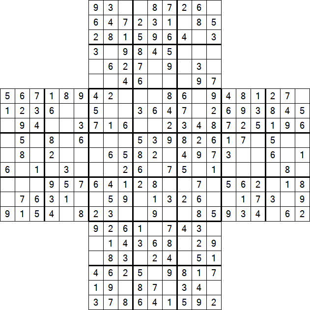 Cross Sudoku - Easy