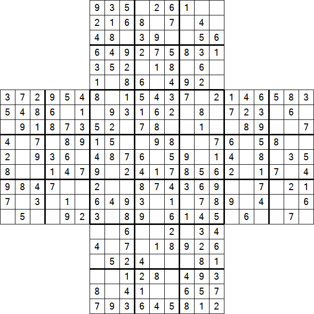 Cross Sudoku - Easy