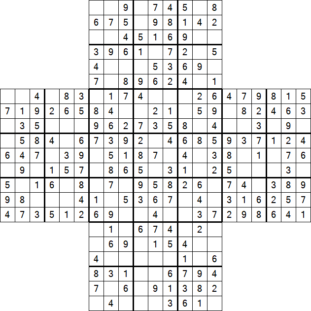 Cross Sudoku - Easy