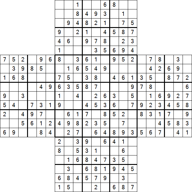 Cross Sudoku - Easy