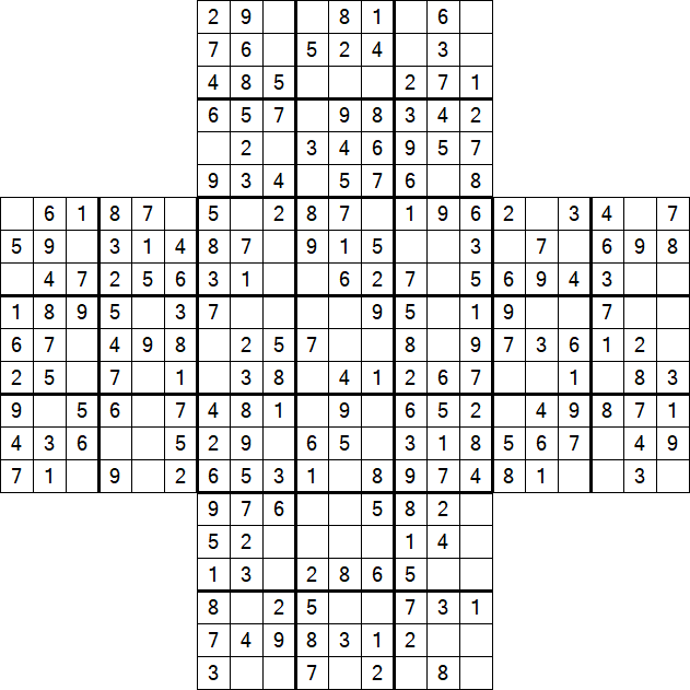 Cross Sudoku - Easy