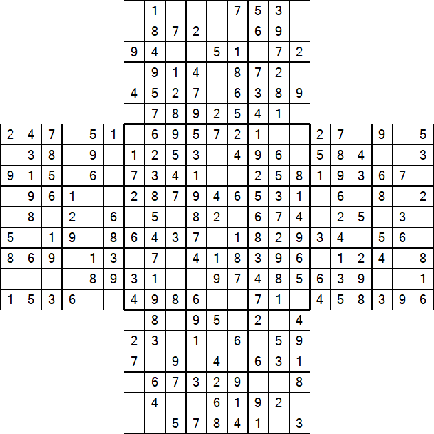 Cross Sudoku - Easy