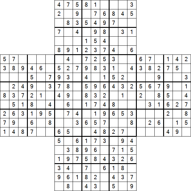 Cross Sudoku - Easy