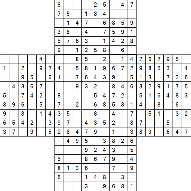 Cross Sudoku - Easy