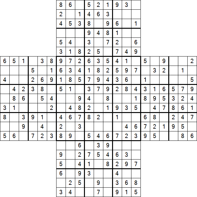 Cross Sudoku - Easy