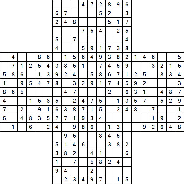 Cross Sudoku - Easy