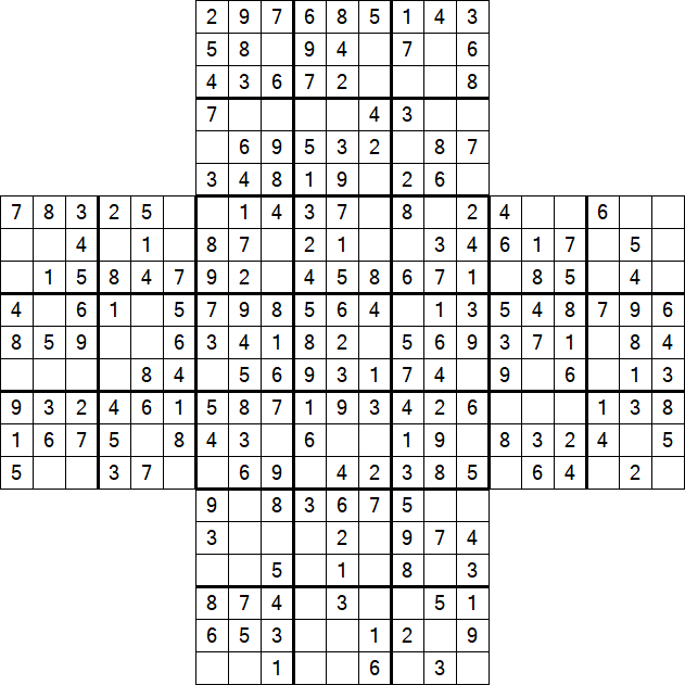 Cross Sudoku - Easy