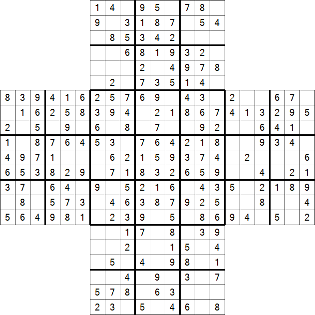 Cross Sudoku - Easy