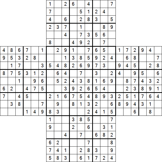 Cross Sudoku - Easy