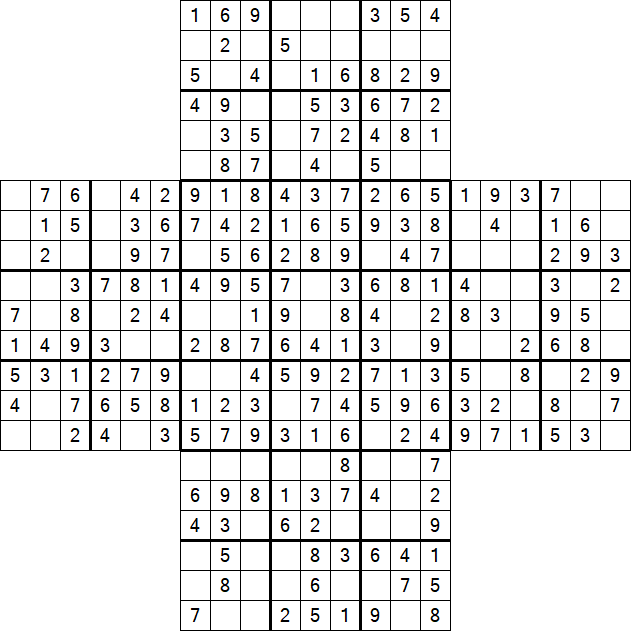 Cross Sudoku - Easy