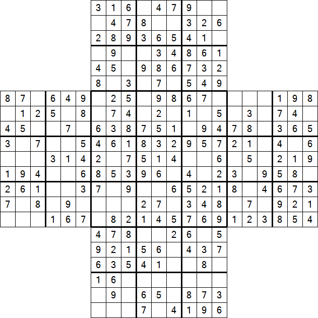 Cross Sudoku - Easy