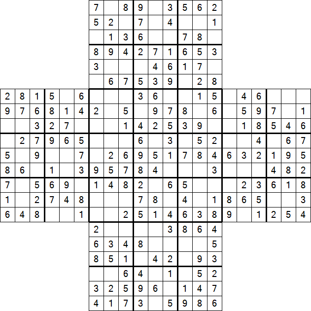 Cross Sudoku - Easy