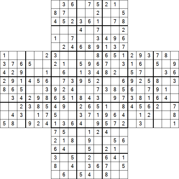 Cross Sudoku - Easy