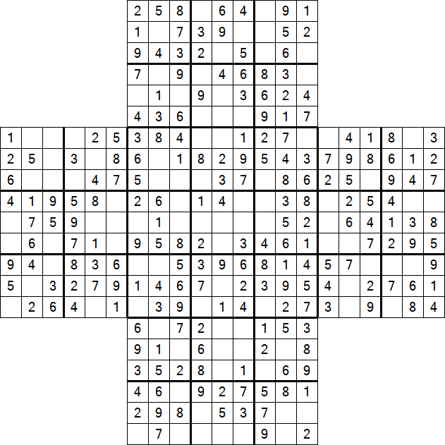 Cross Sudoku - Easy