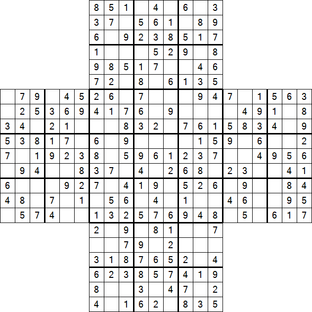 Cross Sudoku - Easy