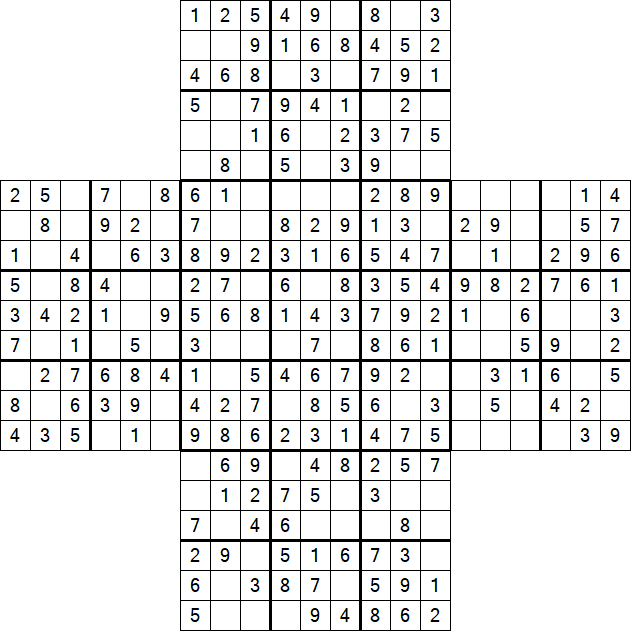 Cross Sudoku - Easy