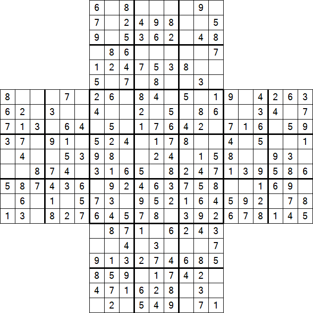 Cross Sudoku - Easy
