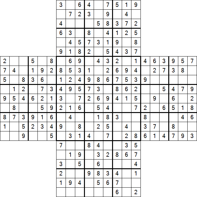 Cross Sudoku - Easy