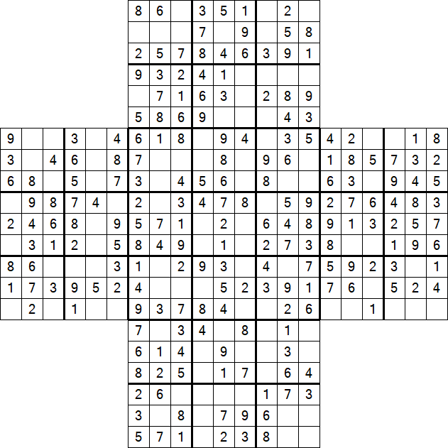 Cross Sudoku - Easy