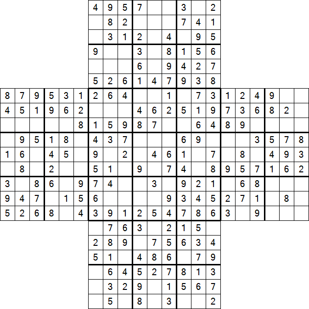 Cross Sudoku - Easy