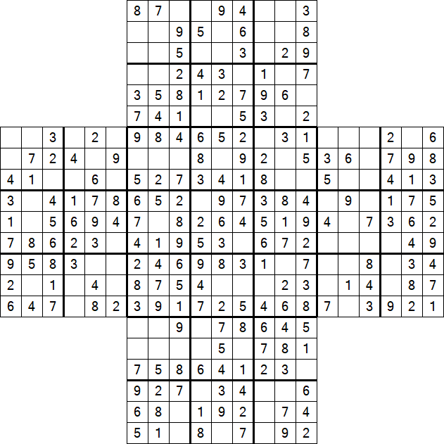 Cross Sudoku - Easy