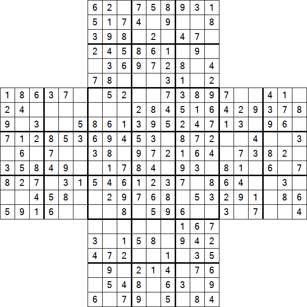 Cross Sudoku - Easy