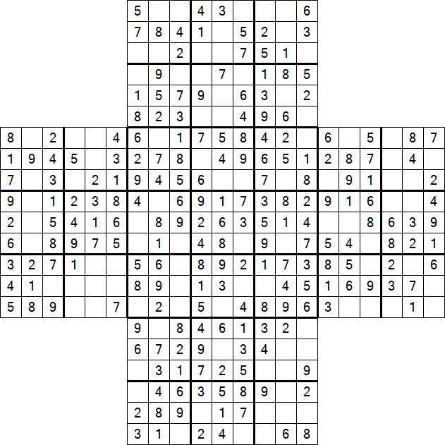 Cross Sudoku - Einfach