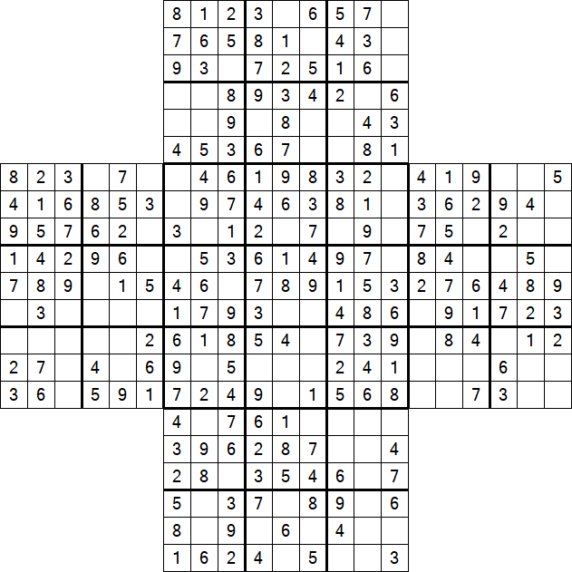 Cross Sudoku - Easy