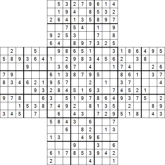 Cross Sudoku - Easy