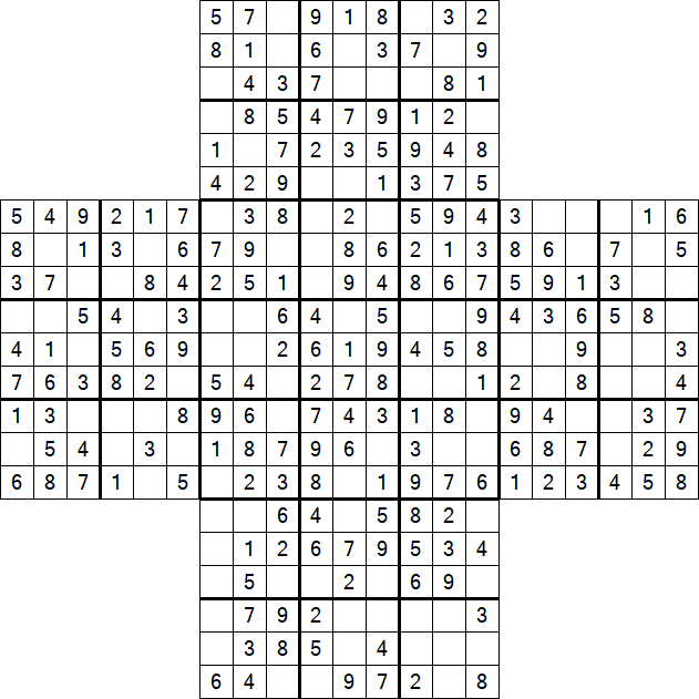 Cross Sudoku - Easy