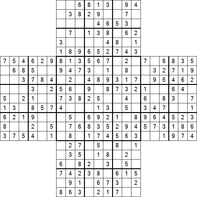 Cross Sudoku - Easy