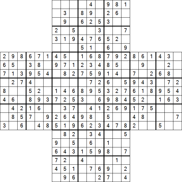 Cross Sudoku - Easy