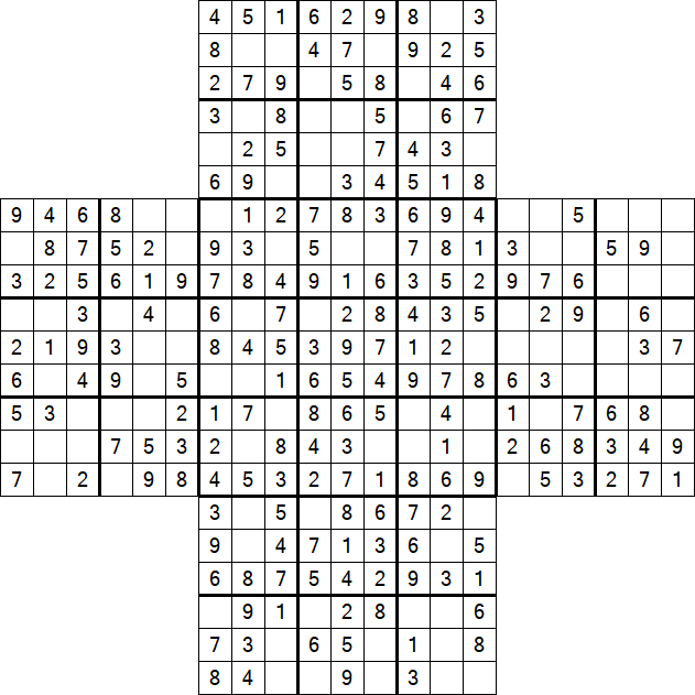Cross Sudoku - Easy