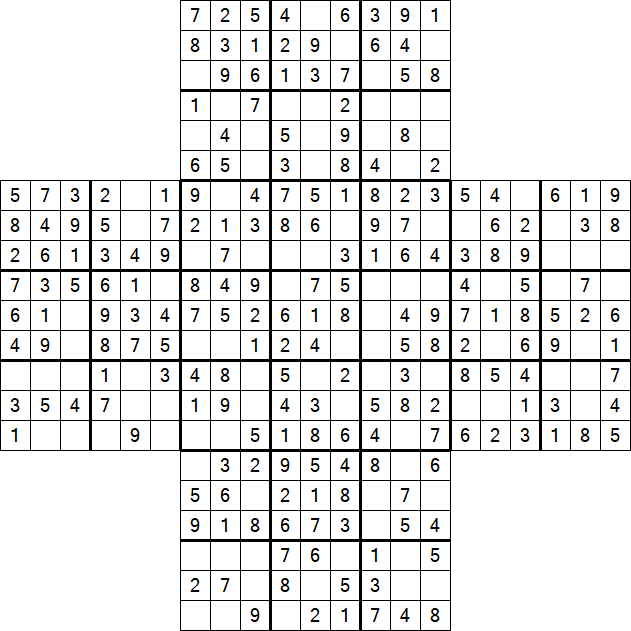 Cross Sudoku - Easy