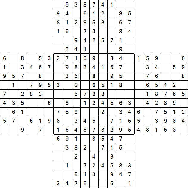 Cross Sudoku - Easy